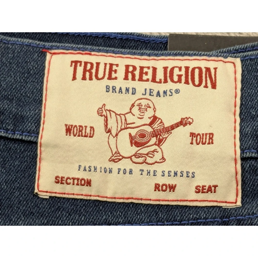 True Religion Rocco Relaxed Skinny Jeans Dark Scorched Wash Flap Pocket Mens 34 - Picture 4 of 15
